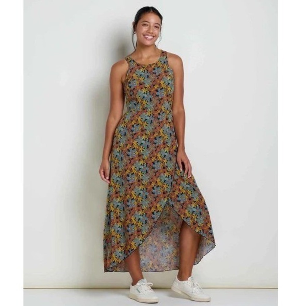 Toad & Co Floral Sunkissed Maxi Dress Womens Size XL Pockets Outdoors UPF 50+